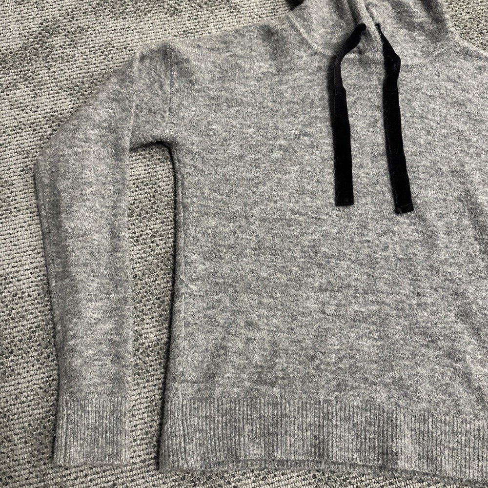 Banana Republic Womens Gray Wool Blend Knit Hoodie Sweater Velvet Drawstring XS - Picture 5 of 12